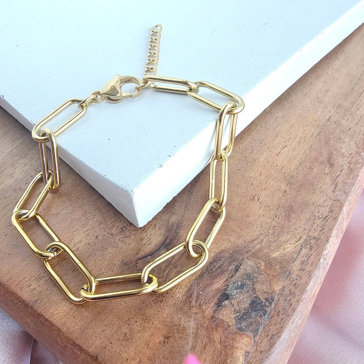 Luxe Chunky Paper Clip Bracelet - Gold