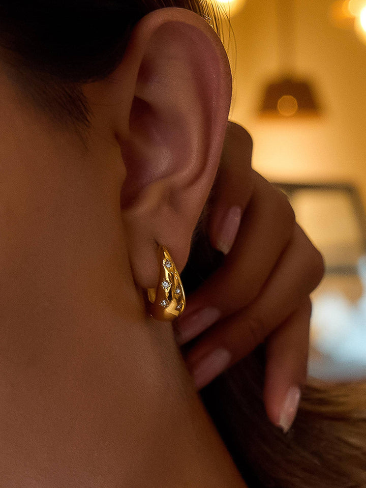 Solira 18K Gold Non-Tarnish Star Hoop Earring