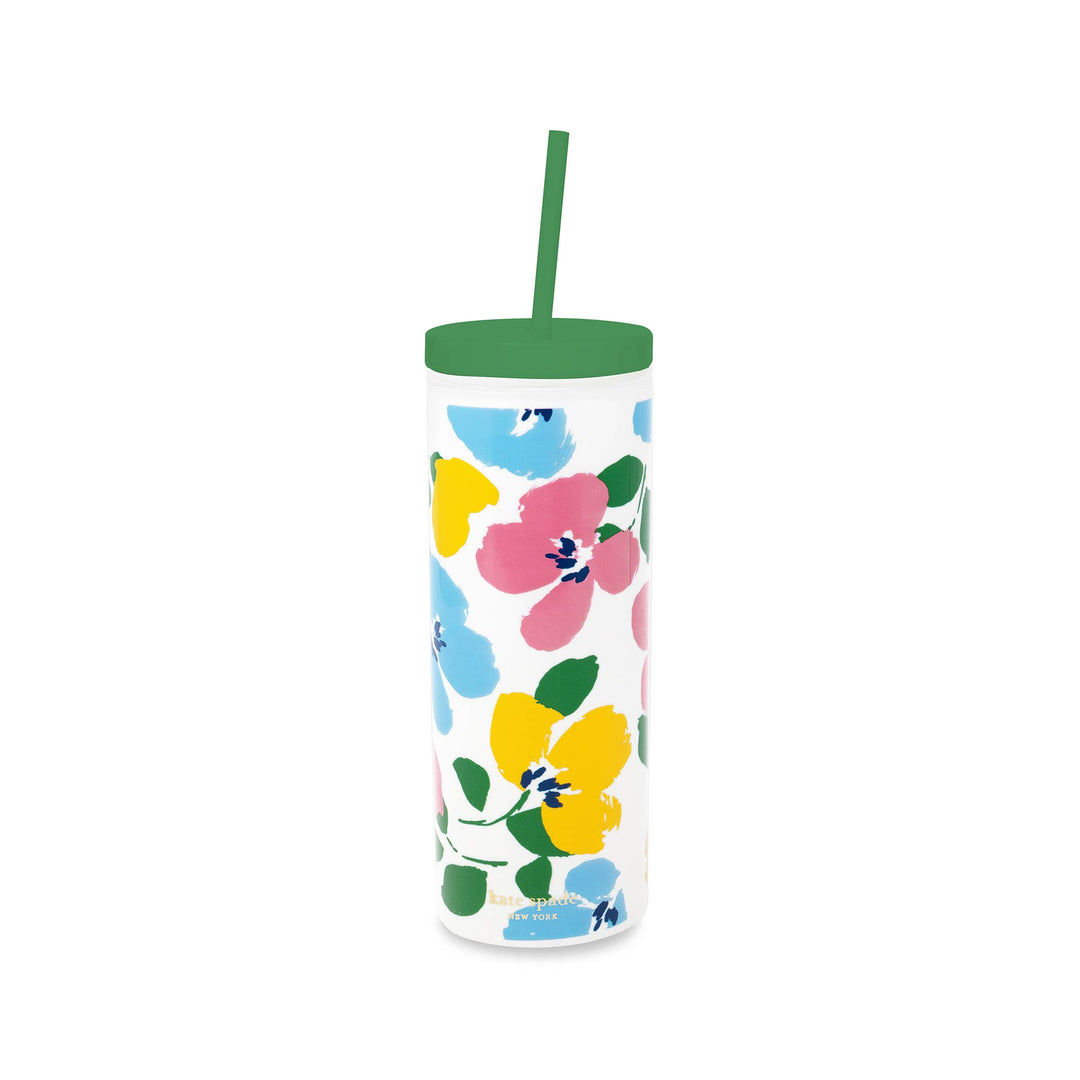 Kate Spade Acrylic Tumbler with Straw, Painterly Bouquet
