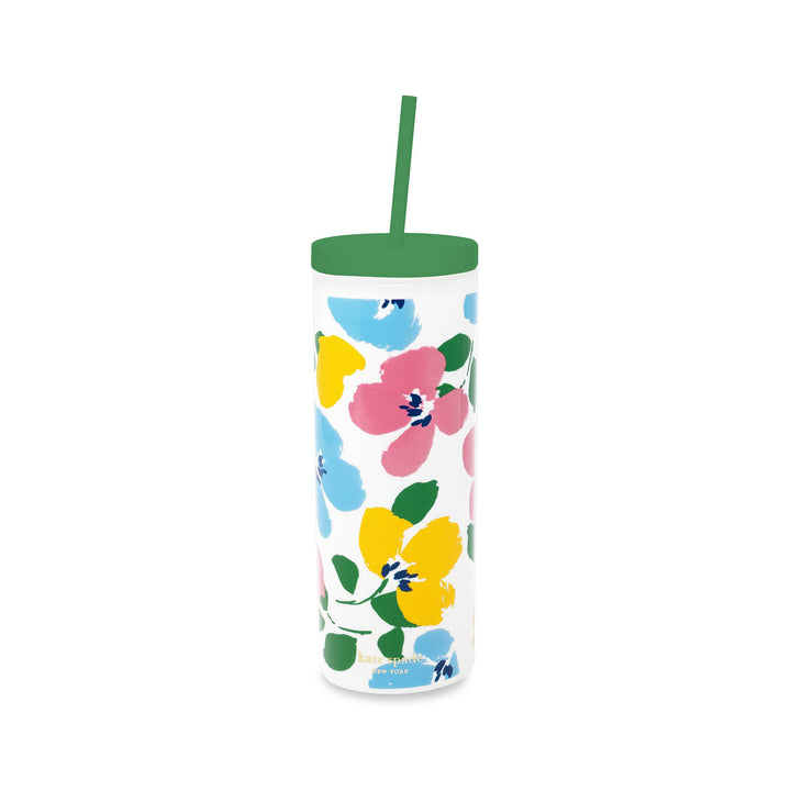 Kate Spade Acrylic Tumbler with Straw, Painterly Bouquet