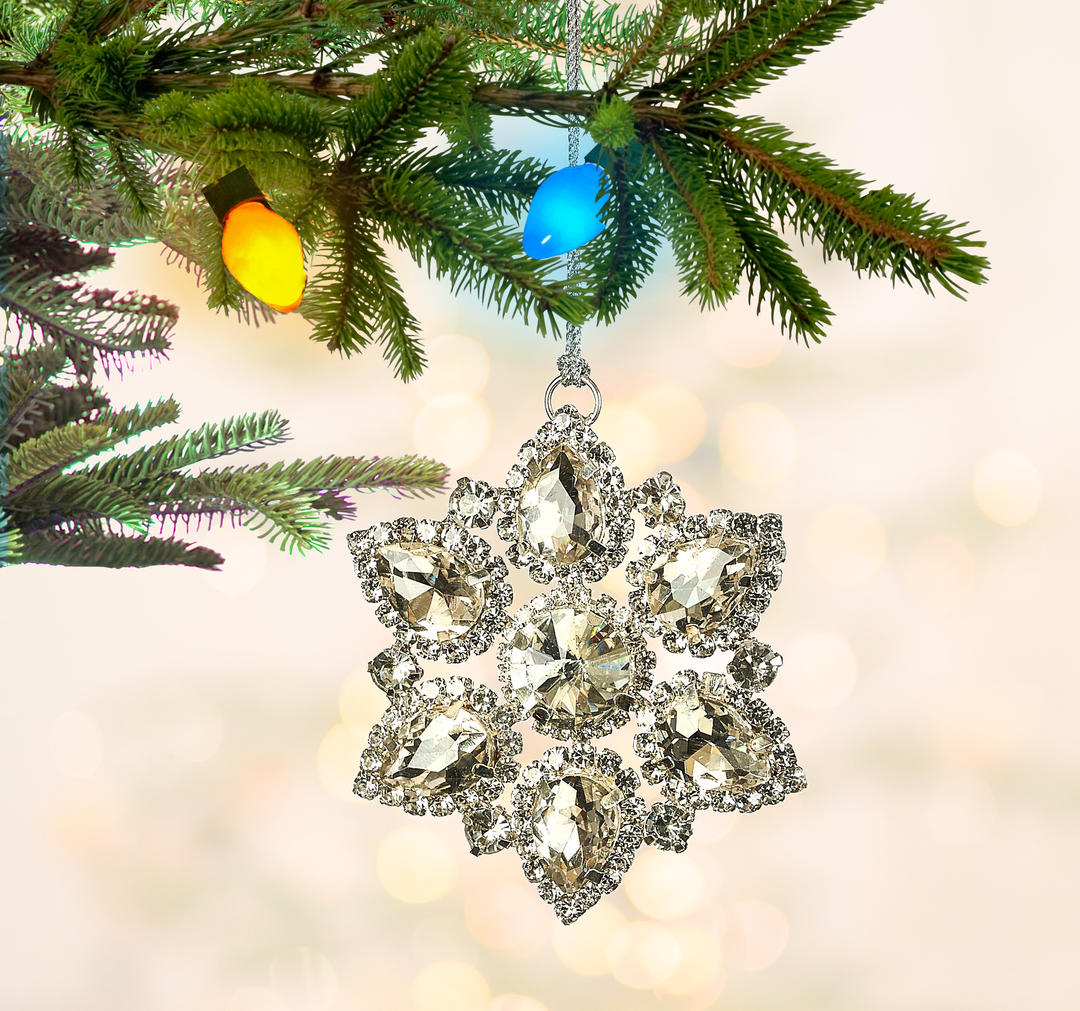 Luxe Snowflake Ornament, Metal/ Jewels, 3in
