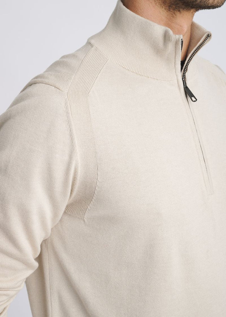 Quarter Zip Wool Blend Knit Cardigan