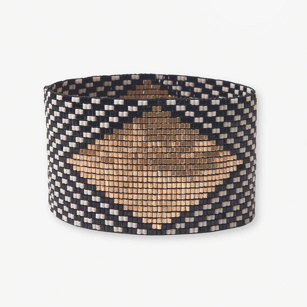 Brooklyn Diamond Beaded Stretch Bracelet Black
