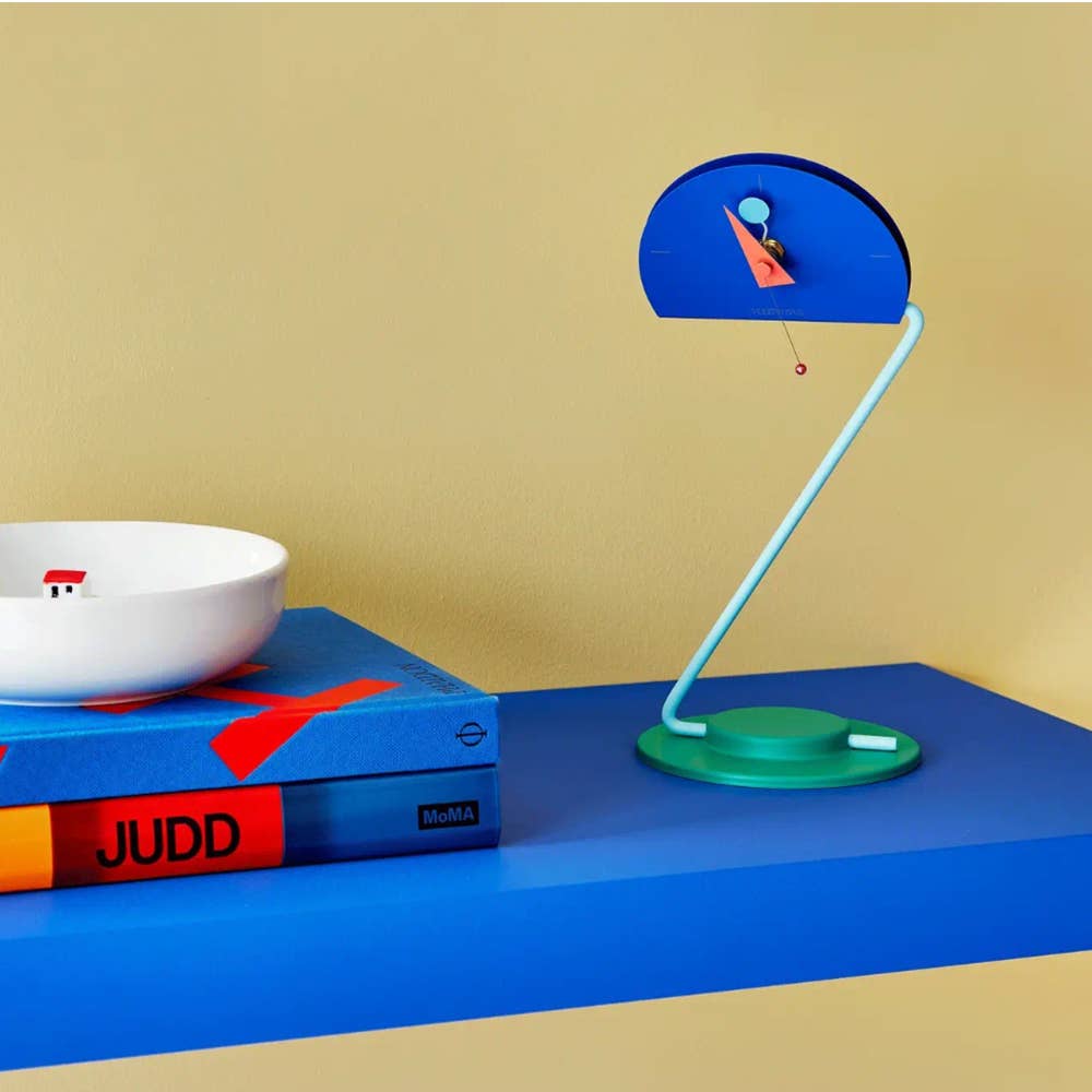 Peacock Desk Clock - Movable Height - Memphis Design