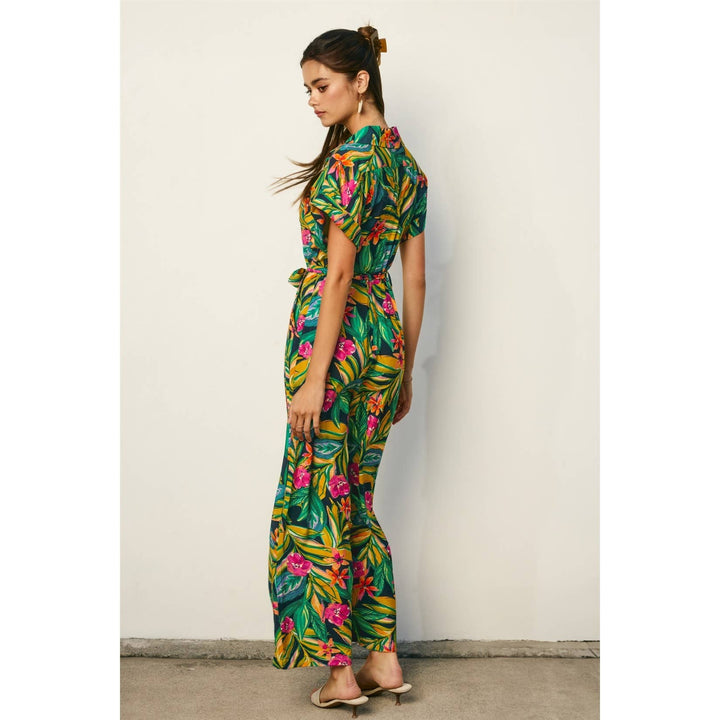 Paradise Found Collared Button Front Jumpsuit
