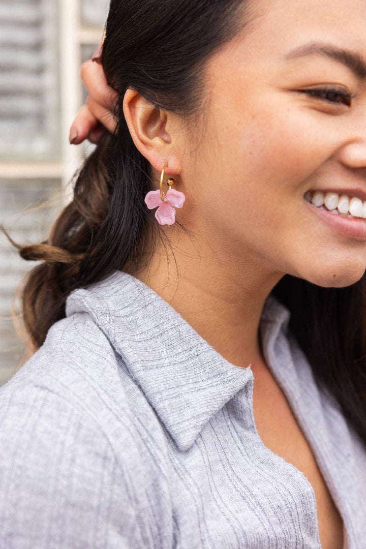 Magnolia Hoop Earrings - Pink