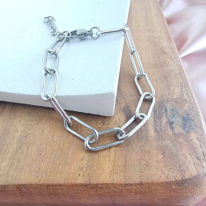 Luxe Chunky Paper Clip Bracelet - Silver