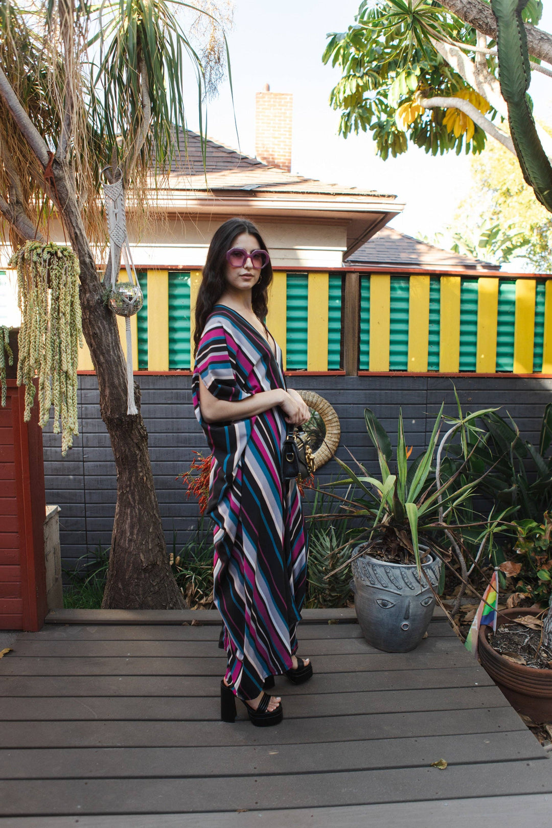 Raspberry Stripe Caftan