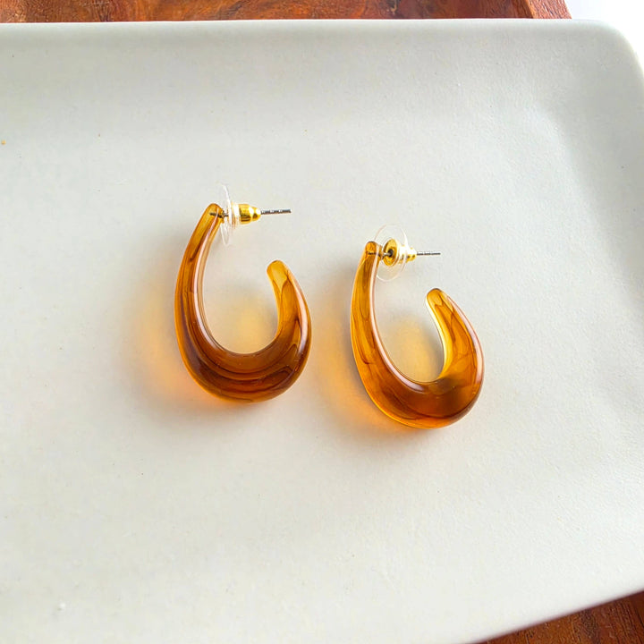 Julie Hoop Earrings - Amber