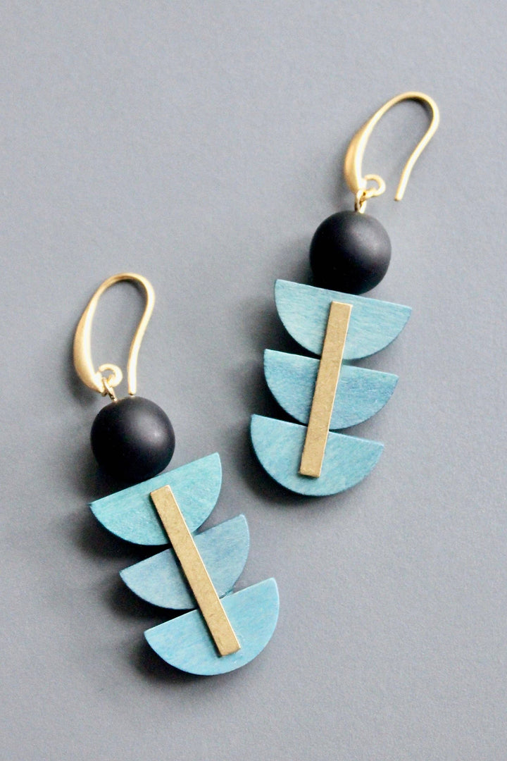 HYLE36 Geometric Artdeco painted wood earrings