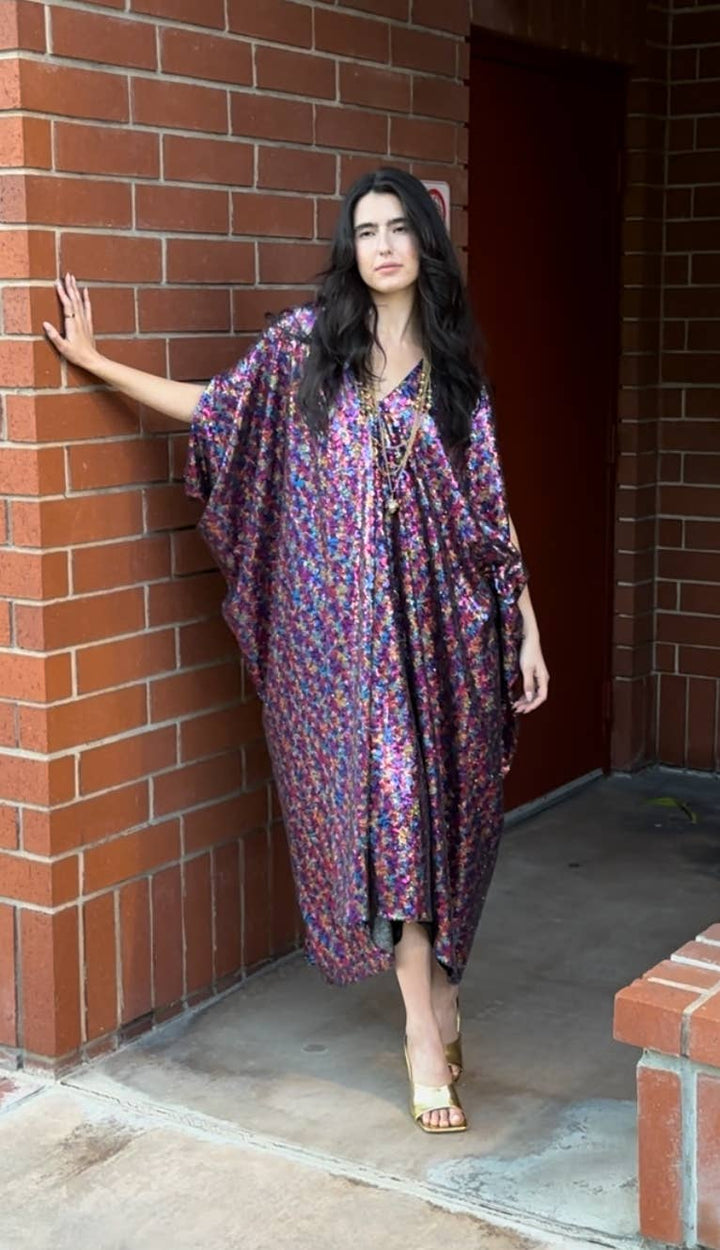 La Fete Hologram Sequin Caftan
