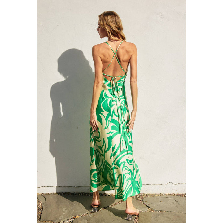 Lucky Girl Chevron Seam Cross Back Maxi Dress
