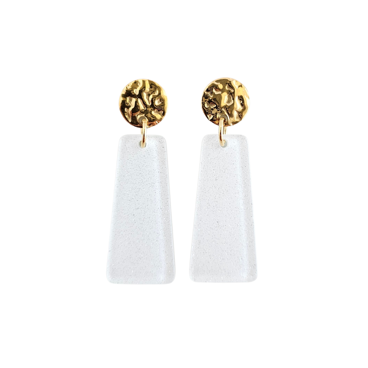 Mia Mini Earrings - White Glitter // Jewelry, Game Day