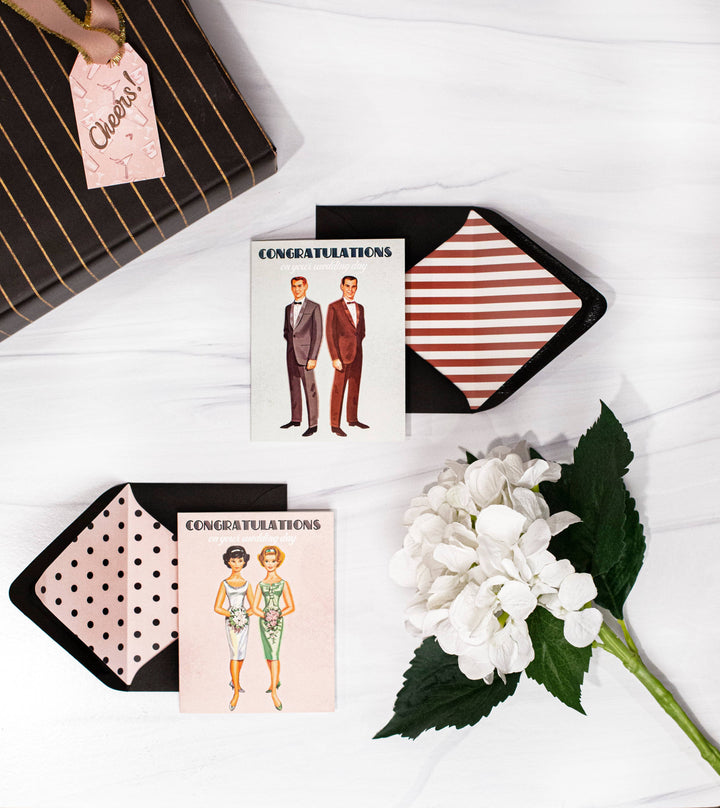 Vintage Grooms Mr and Mr Wedding Card