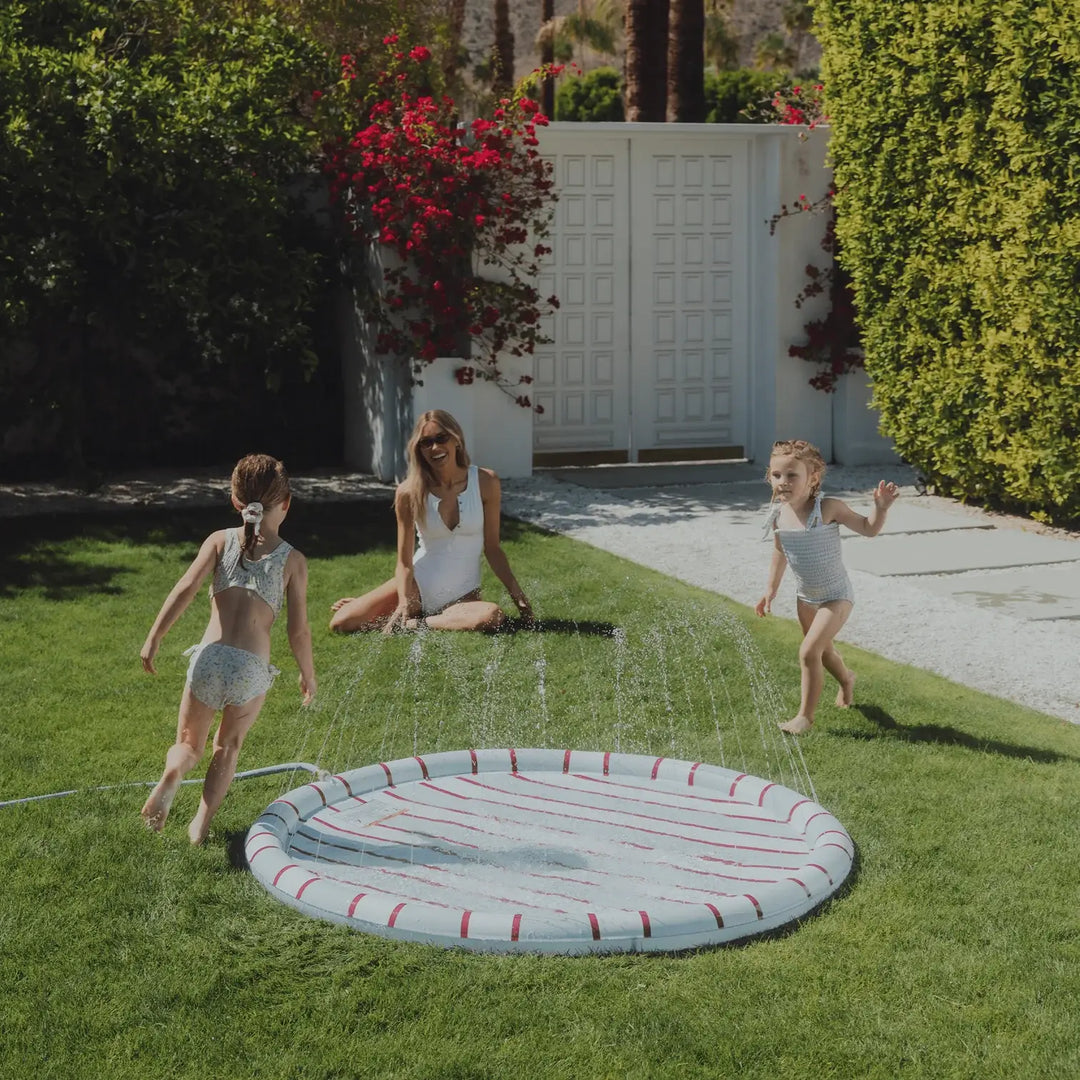 Kids Splash Pad  Blue And Red Striped