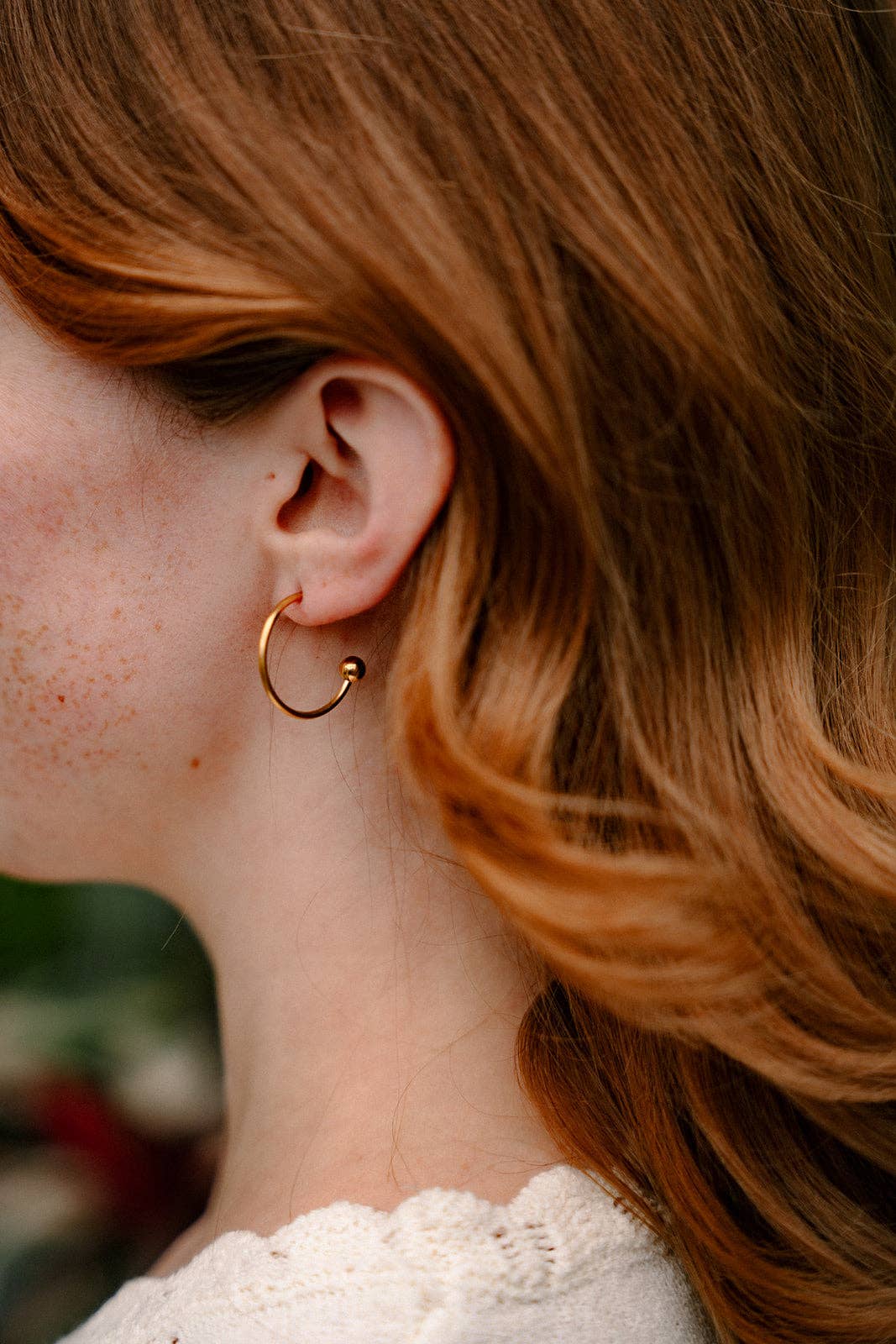 Magnolia Hoop Earrings - Olive Green