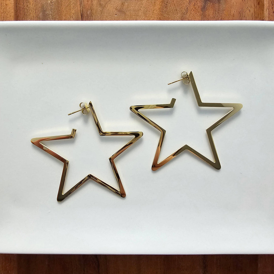 Luxe Star Hoop Earrings - Gold
