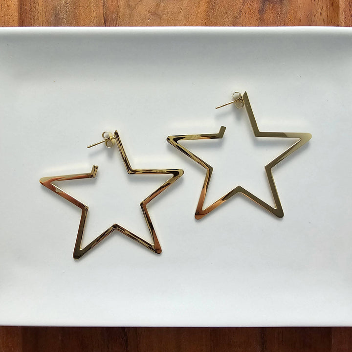 Luxe Star Hoop Earrings - Gold