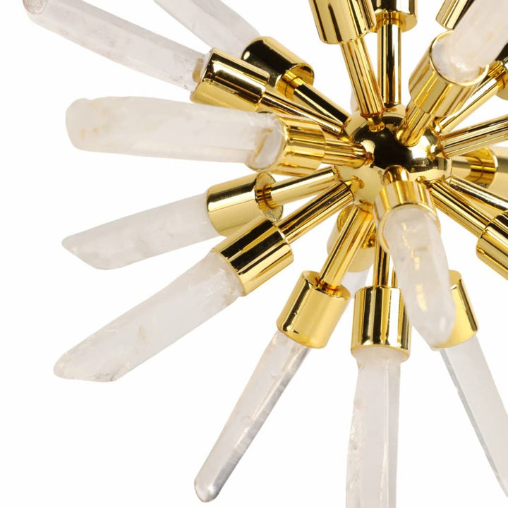 Metal Glass Small Crystal Starburst Statuary - Gold, 8 in.