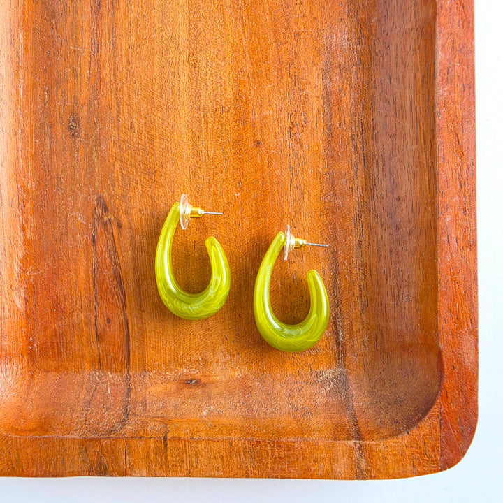 Julie Hoop Earrings - Olive Green