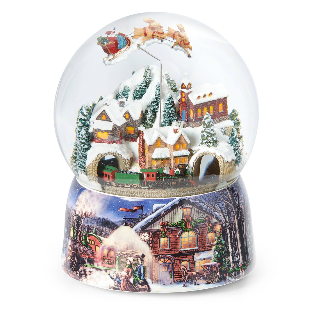 Musical Santa Rotating Train Glitterdome