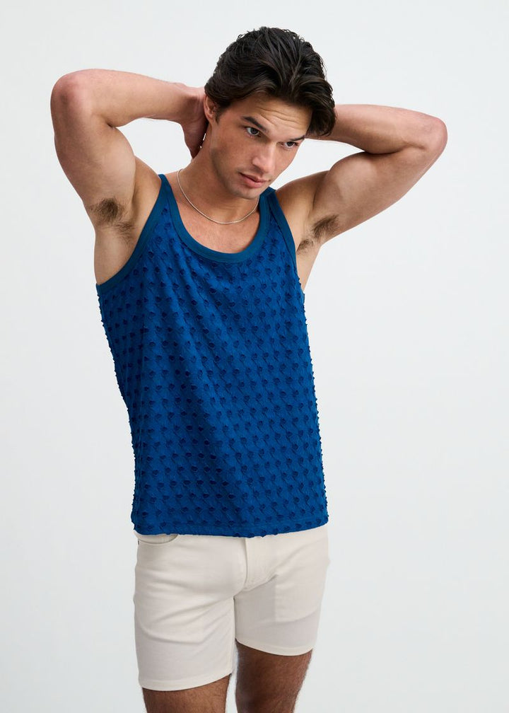 Petrol Stretch Ripped Knit Tank St-11141