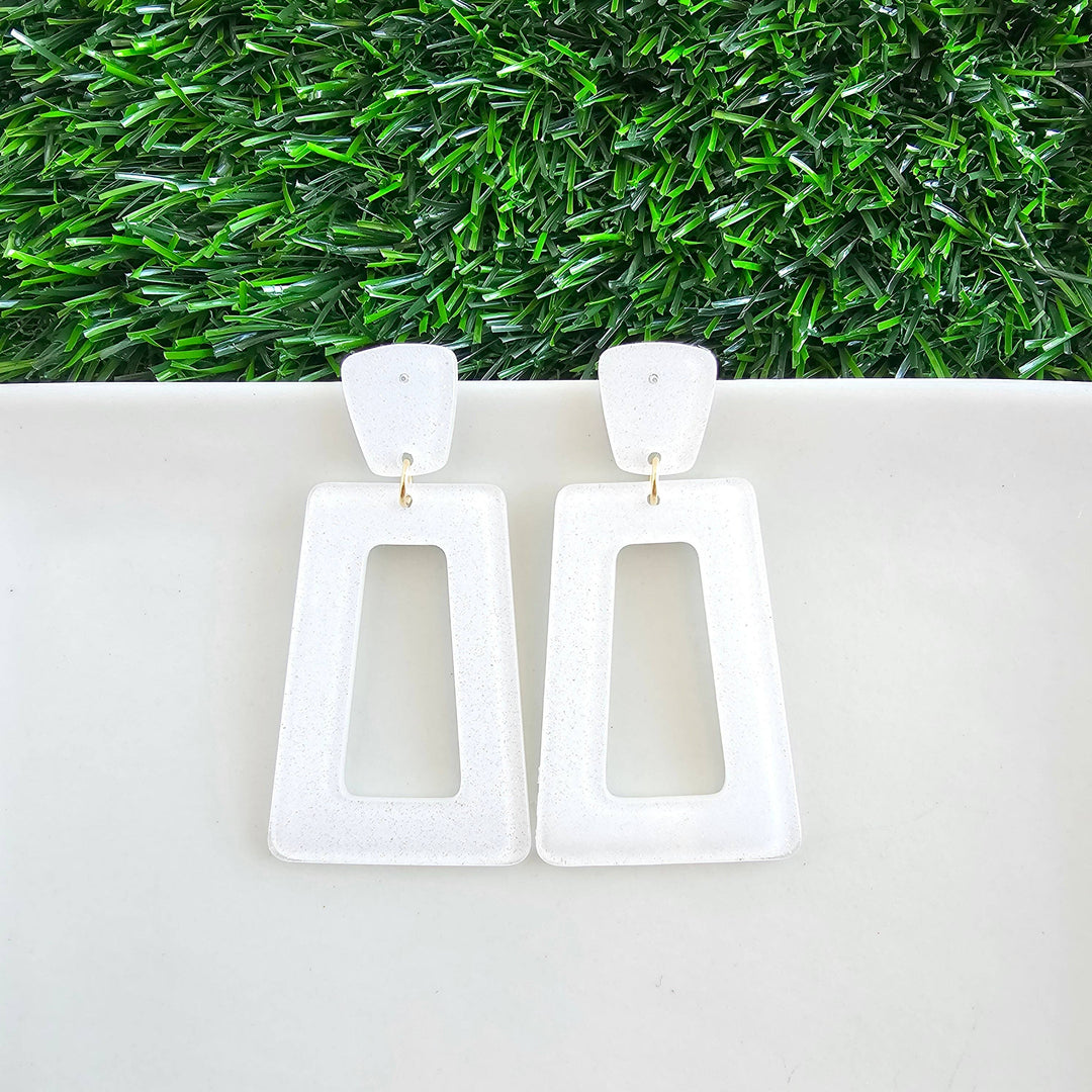Avery Earrings - White Glitter // Jewelry, Game Day