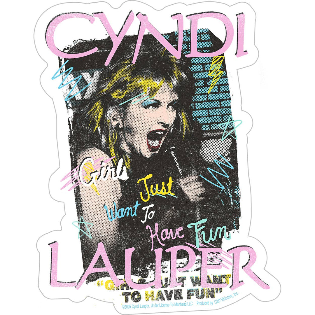 Sticker - Cyndi Lauper - Girls Just Wanna  1980s Pop Music
