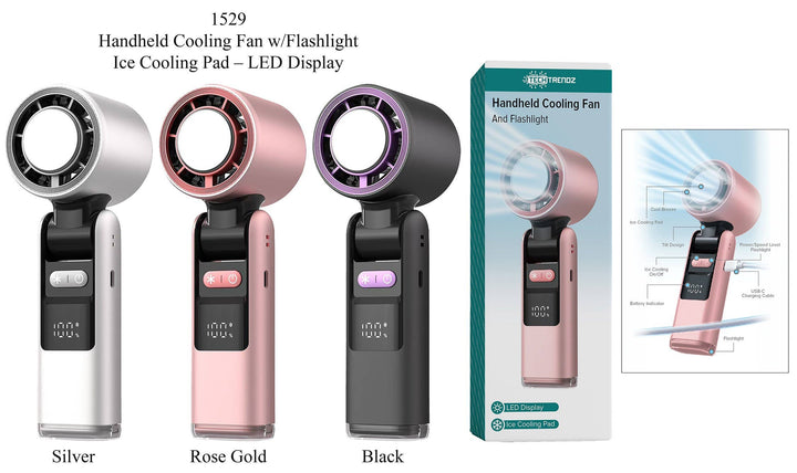 Handheld Ice Cooling Fan & Flashlight