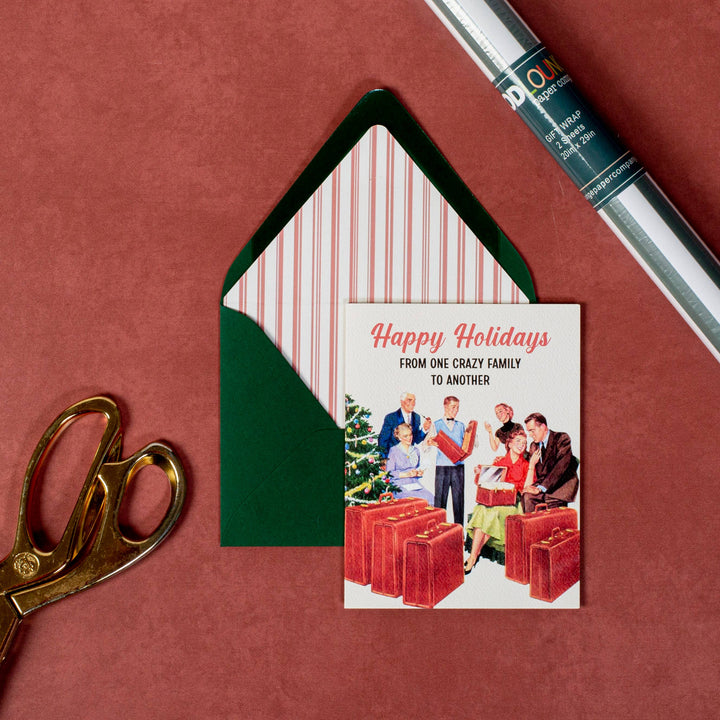 Crazy Family Christmas Funny Mid Century Greeting Card