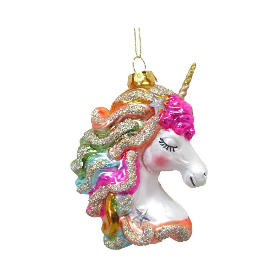 4.5in Rainbow Unicorn Head Ornament