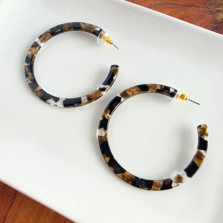 Cameron Hoop Earrings - Black & Bronze