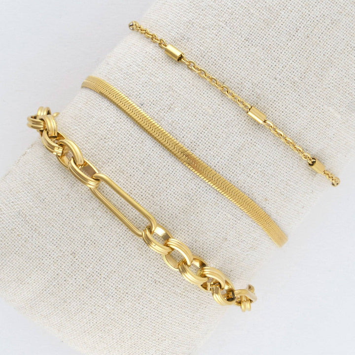 Waterproof Bracelets Narelle Snake Chain Trio Set Yellow Gold