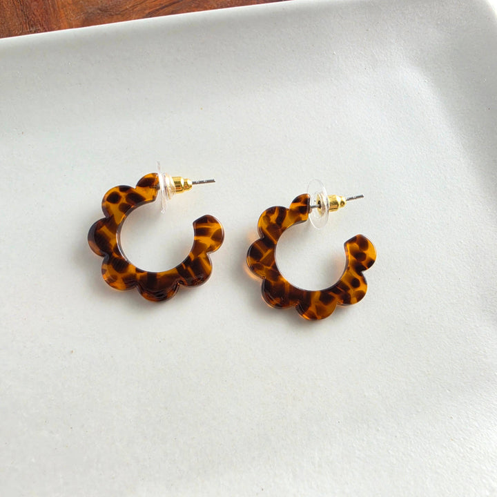 Flora Mini Hoop Earrings - Amber Dot