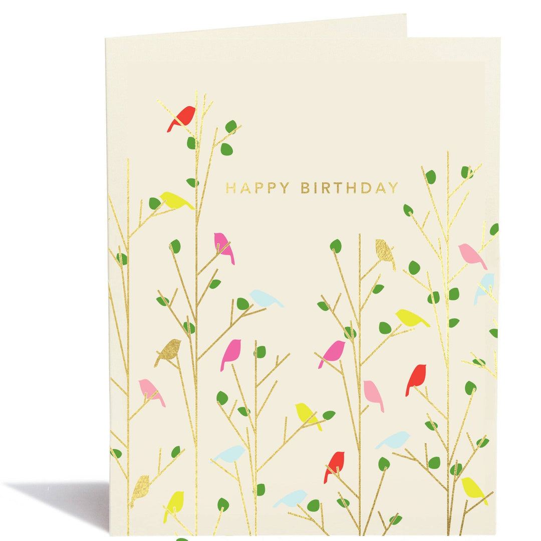 Colorful Birdie Tweets Birthday Card