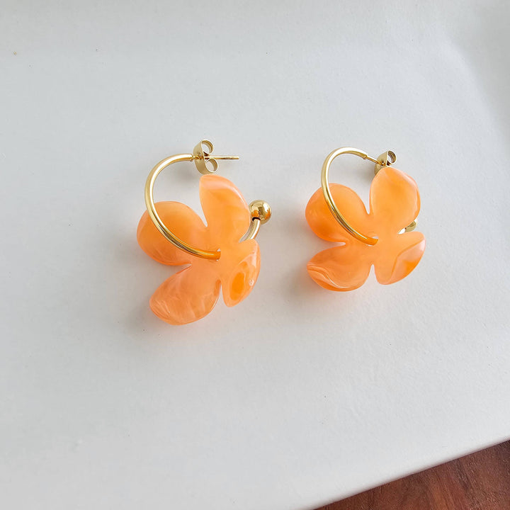 Primrose Hoop Earrings - Tangerine Orange