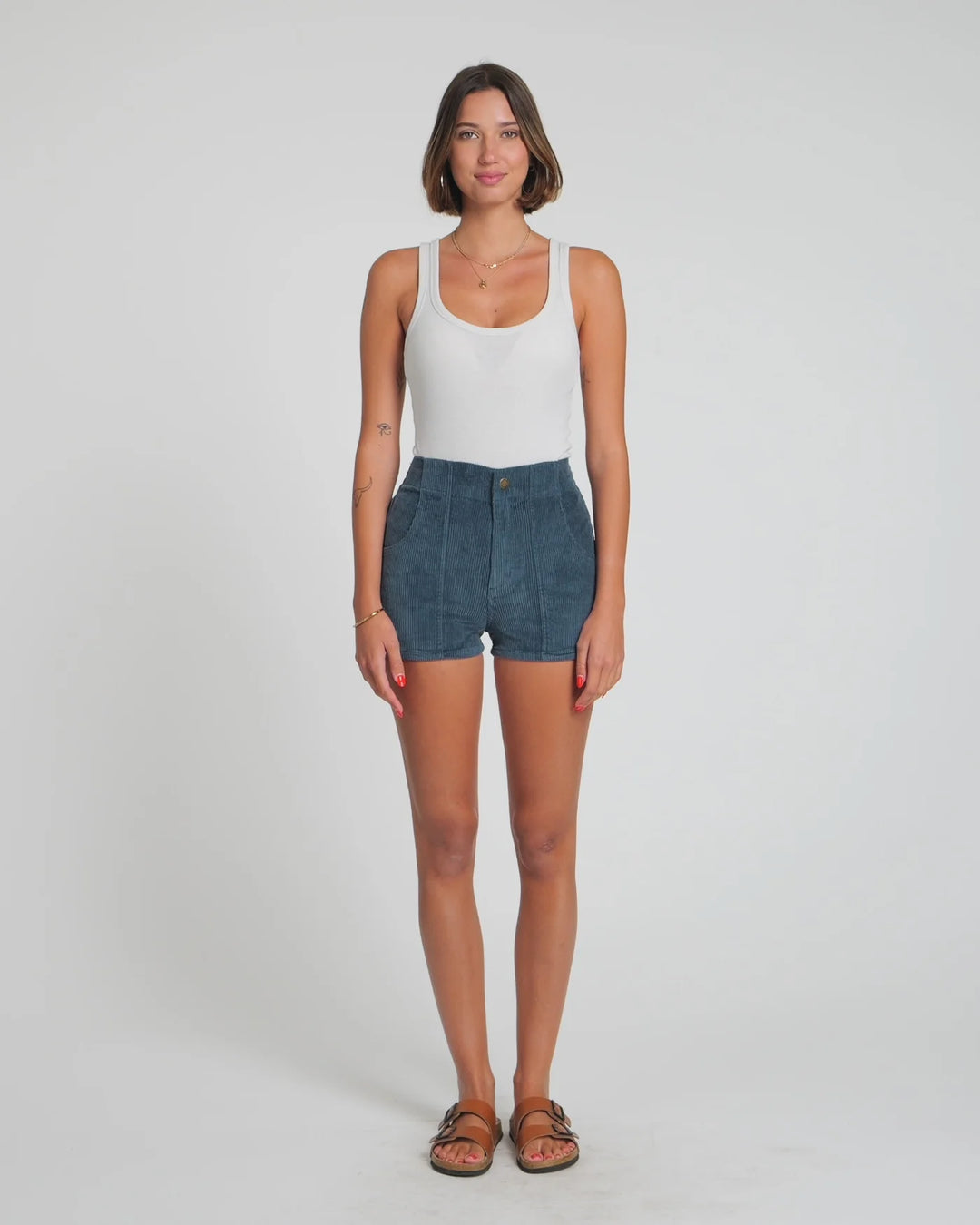 Women's Corduroy Solid Short Navy