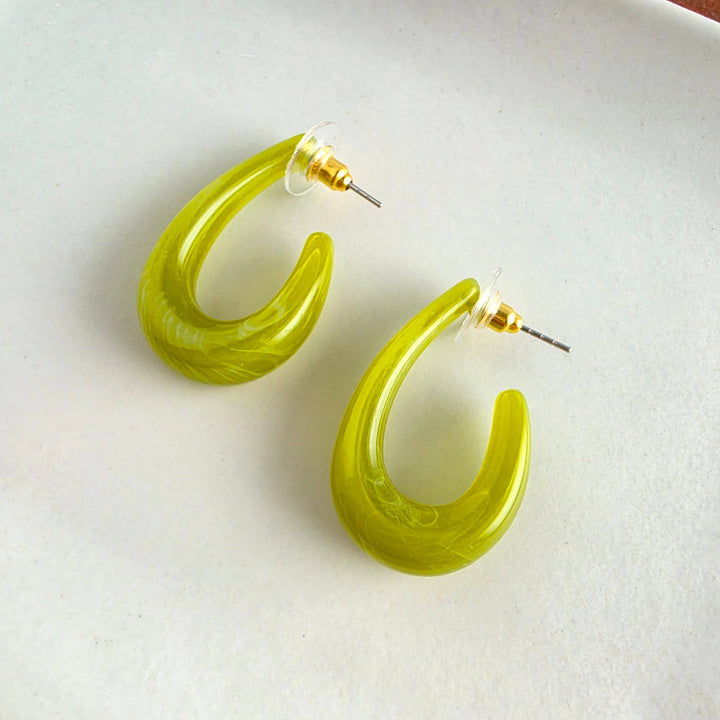 Julie Hoop Earrings - Olive Green