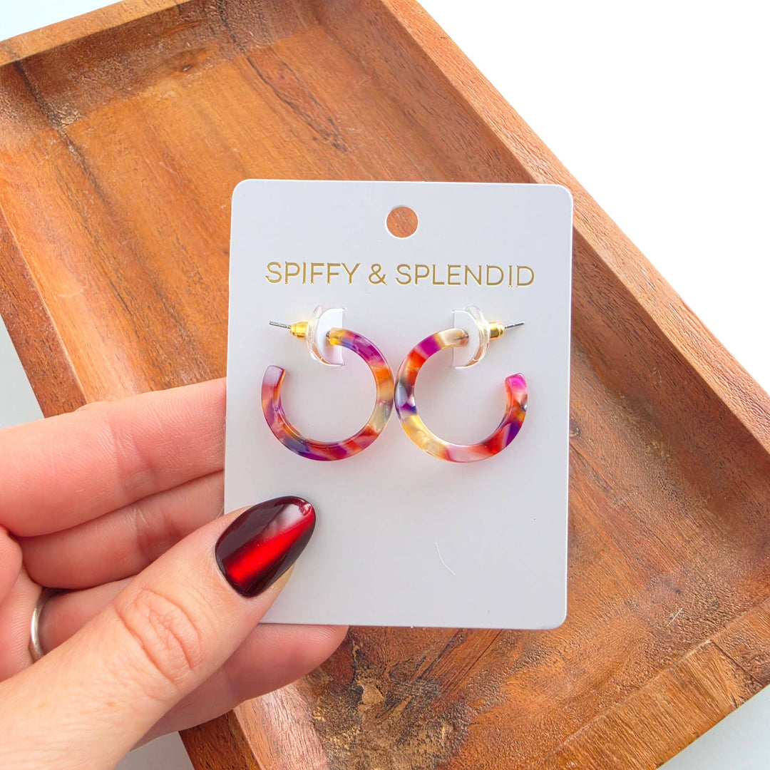 Cam Mini Hoop Earrings - Jewel Stained Glass
