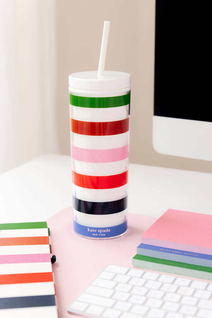 Kate Spade Acrylic Tumbler with Straw, Adventure Stripe