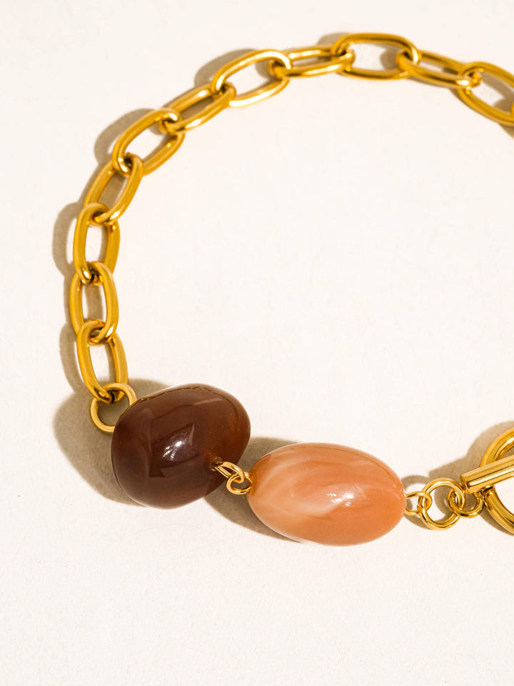 Kenlie 18K Gold Non-Tarnish Agate Charm Bracelet