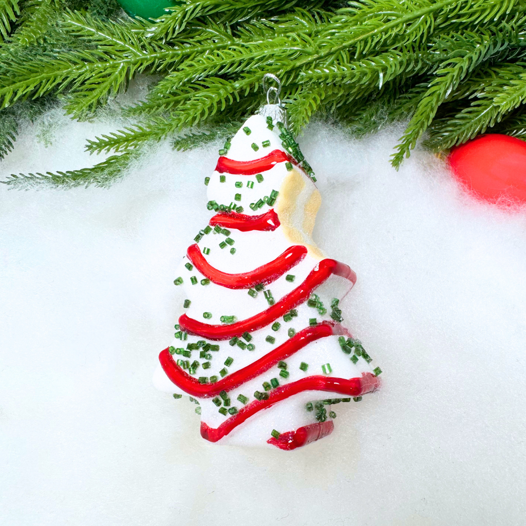 Christmas Tree Cake With Bite Ornament
