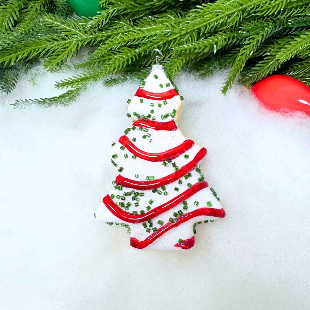 Christmas Tree Cake With Bite Ornament