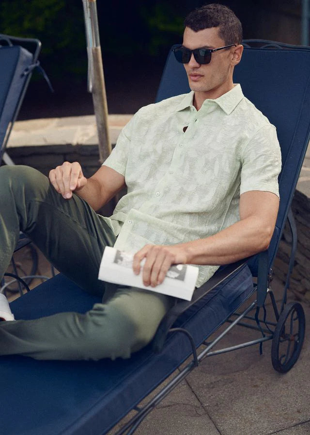 Cool Mint Lightweight Jacquard Short Sleeve Shirt PM-51000