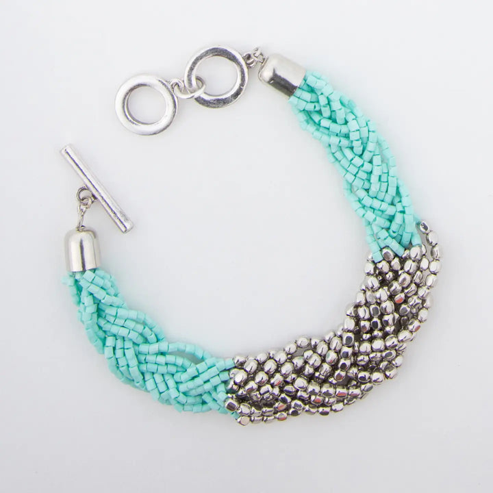 Camila Braided Two-Tone Seed Bead Toggle Bracelet