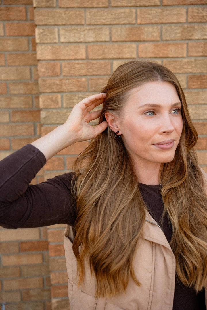 Flora Mini Hoop Earrings - Amber Dot