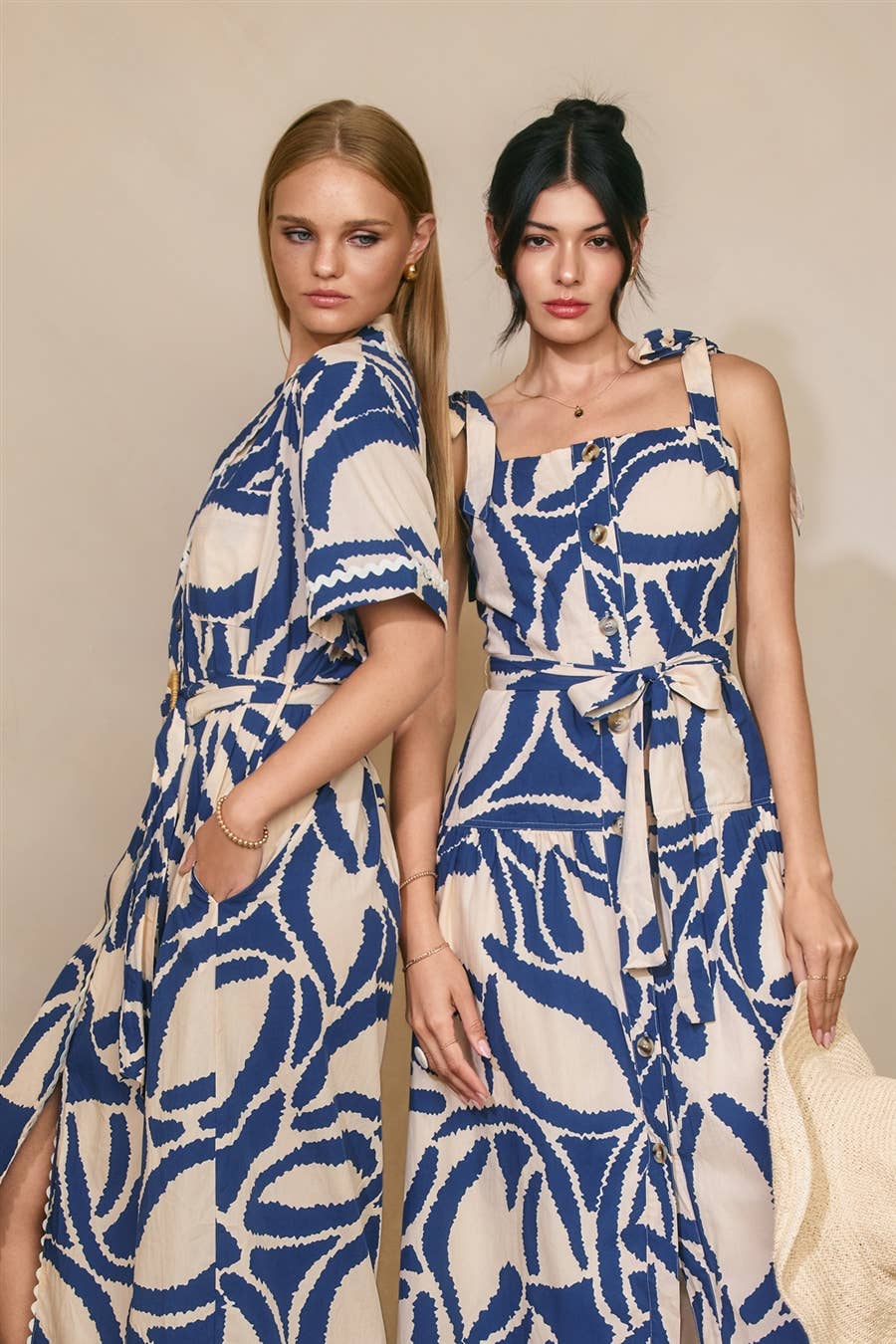 Tide and Seek Button Down Midi Dress Set Sail