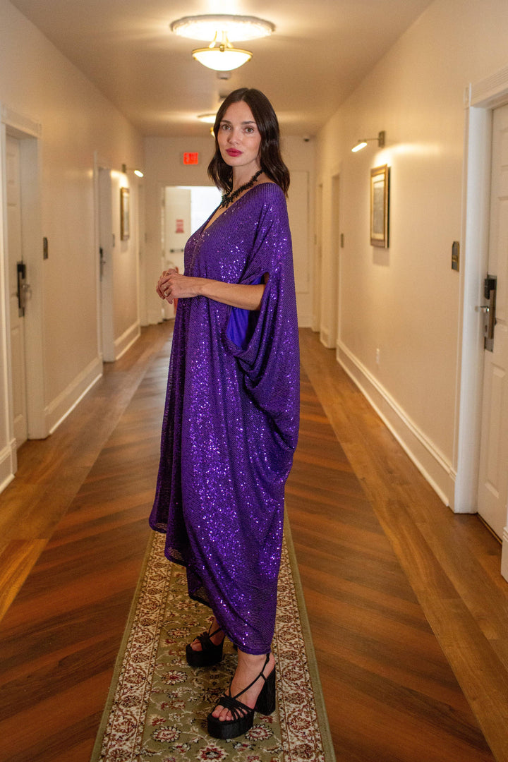 Galactic Grape Sequin Caftan