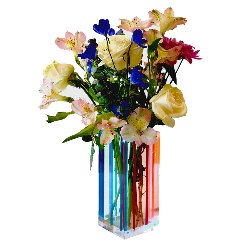 Striped Colorful Bouquet Vase - Multicolor (Large and Small)