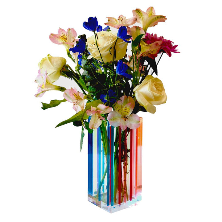 Striped Colorful Bouquet Vase - Multicolor (Large and Small)